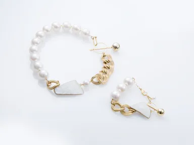 Kiyomizu-yaki×大粒パールネックレス＆ブレスレット