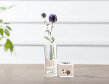 アクリル×工芸品の一輪挿し＆キューブ