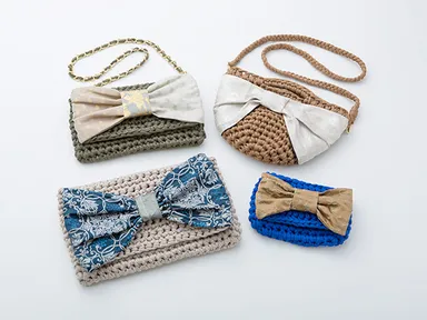 西陣織×手編みパーティーバッグ