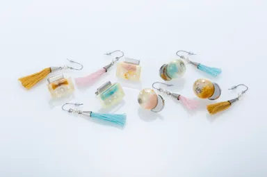 西陣織絹糸アシンメトリーピアス