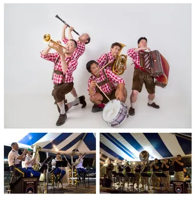 上：ディー アルペンブアーム バンド(ドイツ音楽のライブバンド)／下(2点)：在日米陸軍の軍楽隊