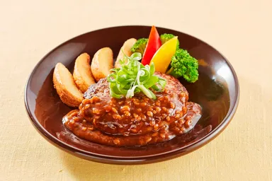 沖縄産美ら島あぐー豚の旨みあふれるハンバーグ　沖縄黒糖もろみ味噌ソース