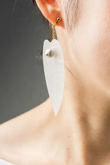 イヤリング　ハート無地コットンパール