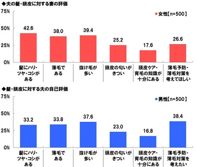 髪・頭皮に対する評価