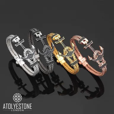 Anchor Bangle In White Gold／Gunmetal Black／Yellow Gold／Rose Gold