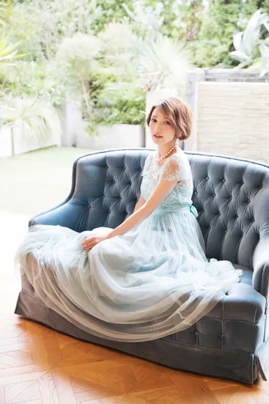 ソフトチュールロングドレス