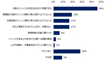 （「ストレスチェックを実施している（完了した）」と回答した企業）ストレスチェックを実施したことで、良かった点や問題点はありますか？※複数回答可
