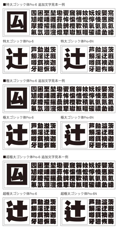 Pro-6版文字見本