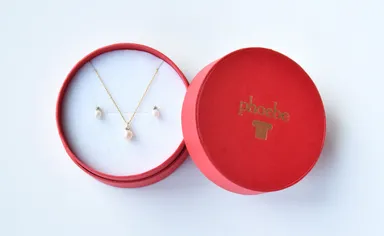 ムーンドロップ パールネックレス＆ピアス(淡水パール)