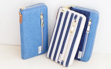 anello デニムファスナー長財布