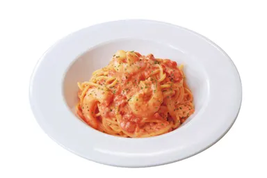 海老と濃厚トマトクリームのパスタ