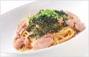 島のりと紅茶鴨の炭火焼和風パスタ