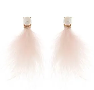 PEARL FEATHER EARRINGS
