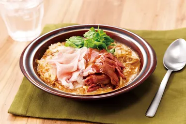 ローストビーフと生ハムのドリア～ポルチーニソース