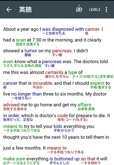 訳語とストレス位置表示例