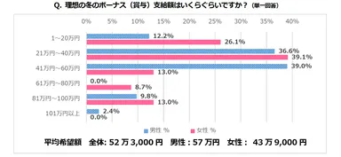 理想の冬のボーナス(賞与)支給額はいくらぐらいですか？