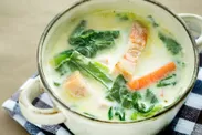 レシピ例　小松菜とにんじんのミルクスープ