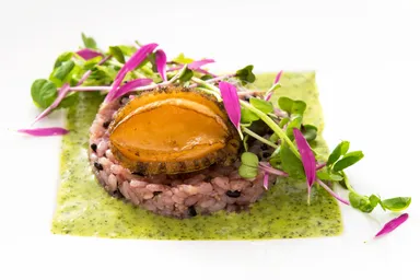 蝦夷鮑のポワレ香草バターソース