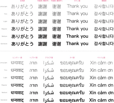 6ウェイト×多言語書体見本