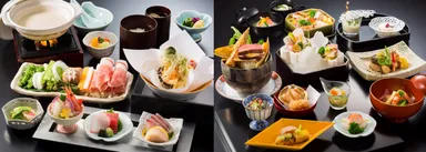 ＜写真左：ランチタイム限定コース4,000円／右：ランチ・ディナーコース15,000円(税・サ別)＞