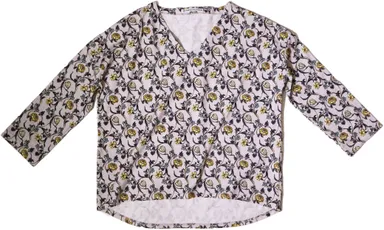 ミュルーズ染織美術館 Flower wall paper VネックPO(グレー)