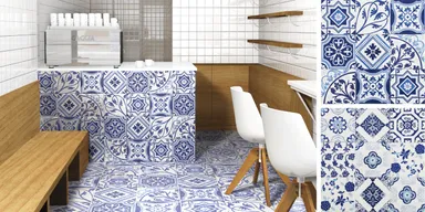 プリントタイルなら、壁・床を柄続きで製作できます