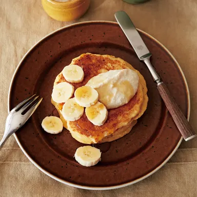 「豆腐クリームのパンケーキ」