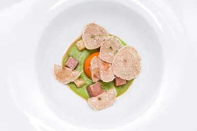 ConfitEggYolk.crispybread.creamofbroccoliniandcotechino,Albawhitetruffle