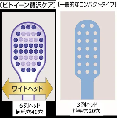 一般的なコンパクトタイプのハブラシヘッドとの比較図