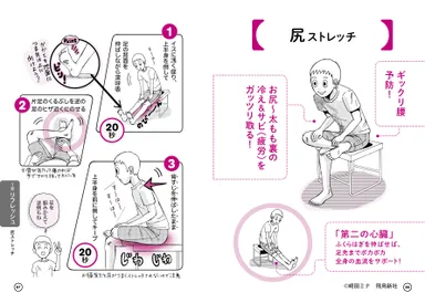 尻ストレッチ1：ヨガマットもヨガウェアもいらない、ずぼらでもできる簡単ヨガをイラストで解説