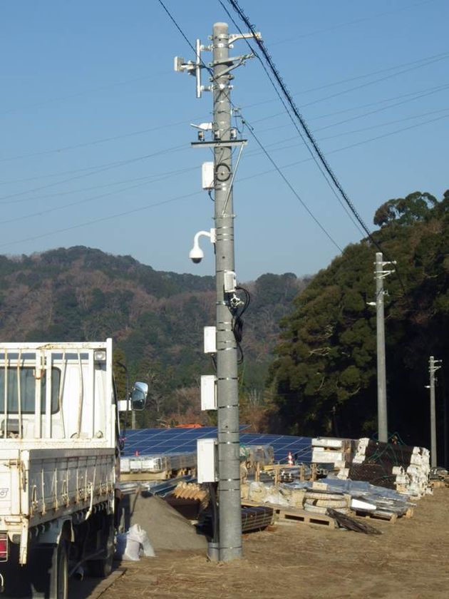 施工中のメガソーラー施設における
資材盗難監視システムを導入　
商用電源不要のワイヤレスを活用した
防犯カメラ監視システムで窃盗団を検知
