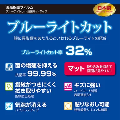 ブルーライトカット抗菌マットタイプの製品特長