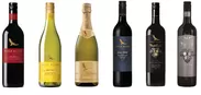 左からレッド・ラベル(Cabernet Merlot)、イエロー・ラベル(Chardonnay)、ゴールド・ラベル(Sparking Pinot Noir Chardonnay)、グレー・ラベル(Cabernet Shiraz)、ブラック・ラベル(Cabernet Shiraz Malbec)、プラチナ・ラベル（Barossa Valley Shiraz）