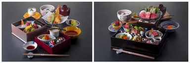 「彩り御膳」(左)と「ひのや御膳」(右)