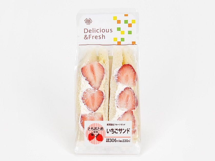 ２週間限定「いちごサンド」発売
地域で人気の旬のいちごをサンドします！
東北地区は、
震災復興地域　亘理町・山元町産「もういっこ」使用