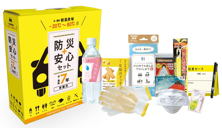 業界初！乗車中の「もしも」に備えて、
車載用の防災セットが新登場
