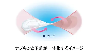 ナプキンと下着が一体化するイメージ