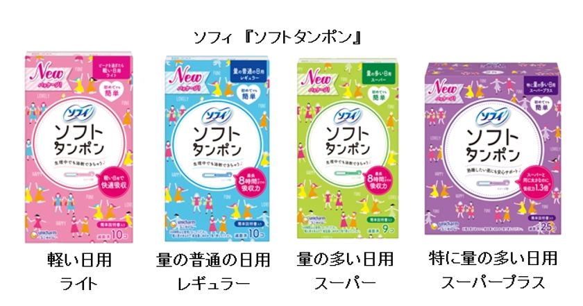 若年層のタンポン使用率急拡大！
トレンドに合わせ5年ぶりにパッケージ刷新　
ソフィ『ソフトタンポン』『コンパクトタンポン』
2017年3月下旬より全国にて順次発売