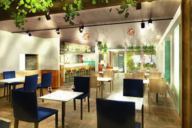 内観イメージ。明るく広々とした店内は60席