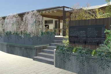 外観イメージ。桜を長く楽しめる遅咲きの八重桜も