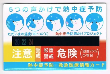 対象の熱中症予防カード1(折り曲げた状態)