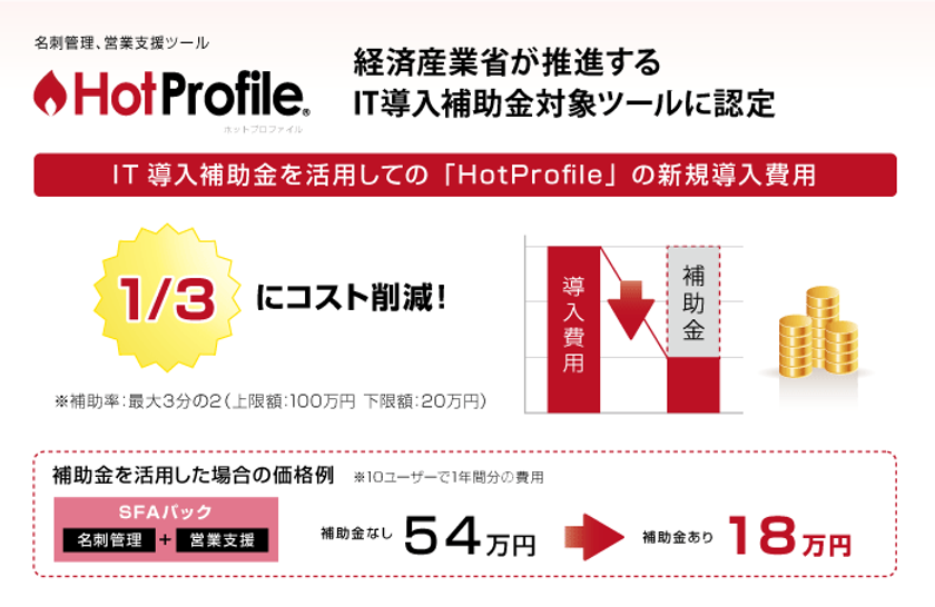 ハンモックの名刺管理、営業支援ツール「HotProfile」が、
経済産業省のサービス等生産性向上IT導入補助金
対象ツールに認定