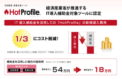 ハンモックの名刺管理、営業支援ツール「HotProfile」が、経済産業省のサービス等生産性向上IT導入補助金対象ツールに認定