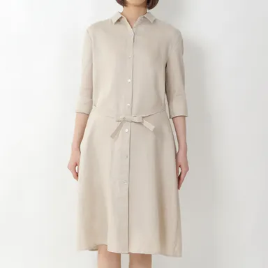 リネンバックギャザーシャツワンピース