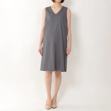 授乳口付Vネックバックプリーツワンピース