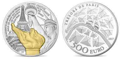 500ユーロ銀貨金メッキ付