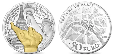 50ユーロ銀貨金メッキ付