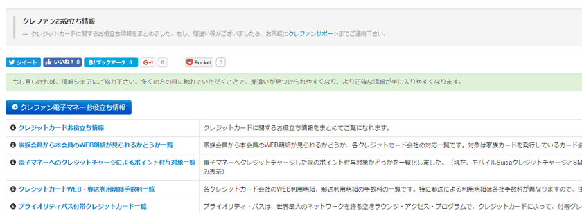 日本最大級のクレジットカード情報サイト「クレファン」に、
クレジットカードのお役立ち情報画面を新設