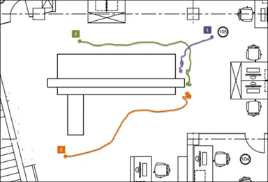 平面図への人物動線描画