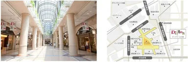 ディアモール大阪（左）施設イメージ　（右）位置図